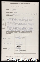 Cottrell, Sir Alan Howard: certificate of election to the Royal Society