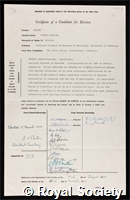 Huxley, Sir Andrew Fielding: certificate of election to the Royal Society