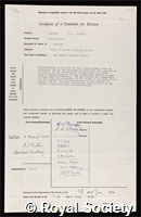 Linnett, John Wilfrid: certificate of election to the Royal Society