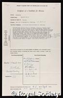 Lyttleton, Raymond Arthur: certificate of election to the Royal Society