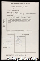 Tompkins, Frederick Clifford: certificate of election to the Royal Society