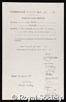 Meitner, Lise: certificate of election to the Royal Society