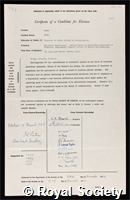 Gabor, Denis: certificate of election to the Royal Society