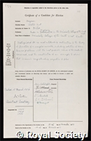 Hayman, Walter Kurt: certificate of election to the Royal Society