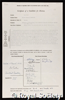 Paton, Sir William Drummond MacDonald: certificate of election to the Royal Society
