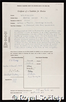 Wilkinson, Sir Denys Haigh: certificate of election to the Royal Society