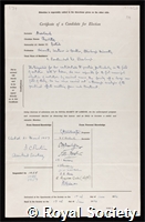 Auerbach, Charlotte: certificate of election to the Royal Society
