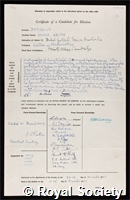 Batchelor, George Keith: certificate of election to the Royal Society