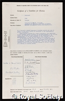 McMichael, Sir John: certificate of election to the Royal Society