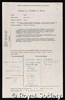 Martin, Sir Leslie Harold: certificate of election to the Royal Society