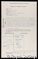Watt, Alexander Stuart: certificate of election to the Royal Society