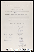Bethe, Hans Albrecht: certificate of election to the Royal Society
