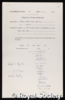 Frey-Wyssling, Albert: certificate of election to the Royal Society
