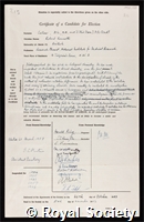 Callow, Robert Kenneth: certificate of election to the Royal Society