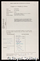 Longuet-Higgins, Hugh Christopher: certificate of election to the Royal Society