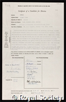 Nyholm, Sir Ronald Sydney: certificate of election to the Royal Society