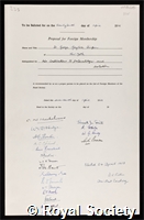 Simpson, George Gaylord: certificate of election to the Royal Society
