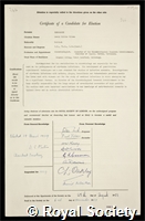 Henderson, David Willis Wilson: certificate of election to the Royal Society