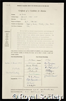 Fevre, Raymond James Wood Le: certificate of election to the Royal Society