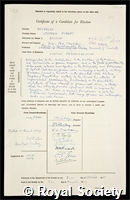 Nockolds, Stephen Robert: certificate of election to the Royal Society
