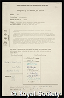Price, William Charles: certificate of election to the Royal Society