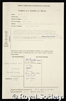 Richards, Sir Rex Edward: certificate of election to the Royal Society