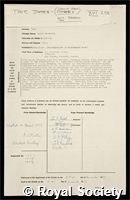 Tait, James Francis: certificate of election to the Royal Society