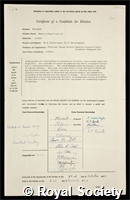 Wilkins, Maurice Hugh Frederick: certificate of election to the Royal Society