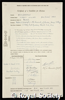 Wooldridge, Sidney William: certificate of election to the Royal Society