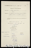 Oort, JDomagk, Gerhardan Hendrik: certificate of election to the Royal Society
