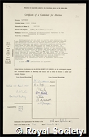 Davidson, James Norman: certificate of election to the Royal Society