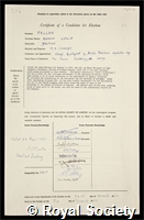 Falcon, Norman Leslie: certificate of election to the Royal Society