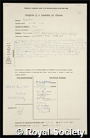Townsend, Albert Alan: certificate of election to the Royal Society