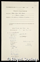 Beadle, George Wells: certificate of election to the Royal Society