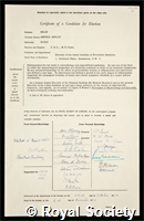 Miles, Arnold Ashley: certificate of election to the Royal Society