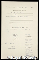 McCollum, Elmer Verner: certificate of election to the Royal Society