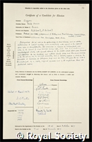 Gregory, Philip Herries: certificate of election to the Royal Society