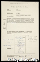 Hill, Maurice Neville: certificate of election to the Royal Society