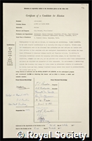 Kleczkowski, Alfred Alexander Peter: certificate of election to the Royal Society