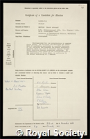 Mandelstam, Stanley: certificate of election to the Royal Society