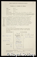 Pollock, Martin Rivers: certificate of election to the Royal Society