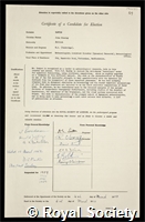 Sawyer, John Stanley: certificate of election to the Royal Society
