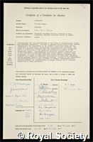 Schneider, William George: certificate of election to the Royal Society
