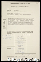 Welsh, Harry Lambert: certificate of election to the Royal Society