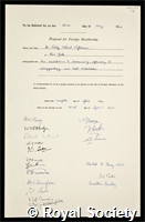 Lipmann, Fritz Albert: certificate of election to the Royal Society