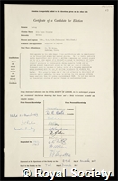 Burhop, Eric Henry Stoneley: certificate of election to the Royal Society