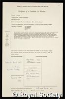 Gowans, James Learmonth: certificate of election to the Royal Society