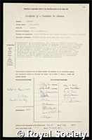 Humphrey, John Herbert: certificate of election to the Royal Society