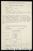 Marshall, Sheina Macalister: certificate of election to the Royal Society