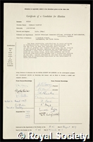 Mills, Bernard Yarnton: certificate of election to the Royal Society